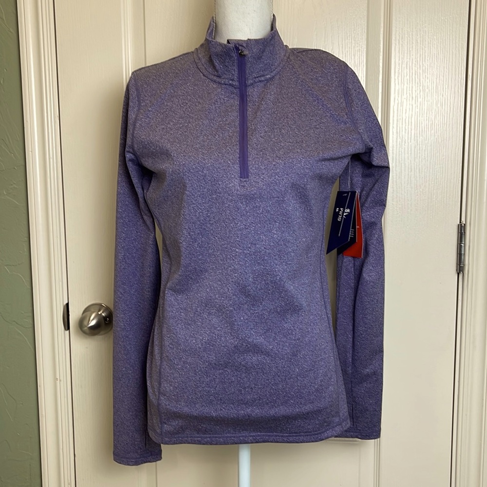 NWT Reebok Slim All Around Vector Halfzip Midnight Ink Heather sz M